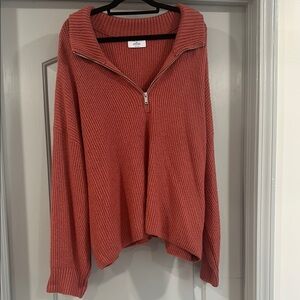 Old Navy Cozy Rust Sweater with Zip Collar